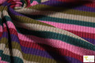 Last Cuts! "Kylie Stripes" in Green, Purple, Pink. Rib Knit Fabric. RIB-119 - Boho Fabrics
