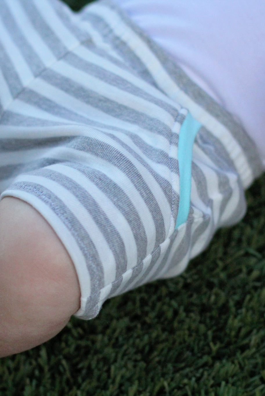 Last Cuts! Light Heather Gray Stripes on White. Baby Rib Knit. RIB-110 - Boho Fabrics