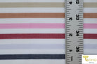 Last Cuts! Multicolor Cool Stripes on White. Cotton Woven Fabric. WV-103-WHT - Boho Fabrics