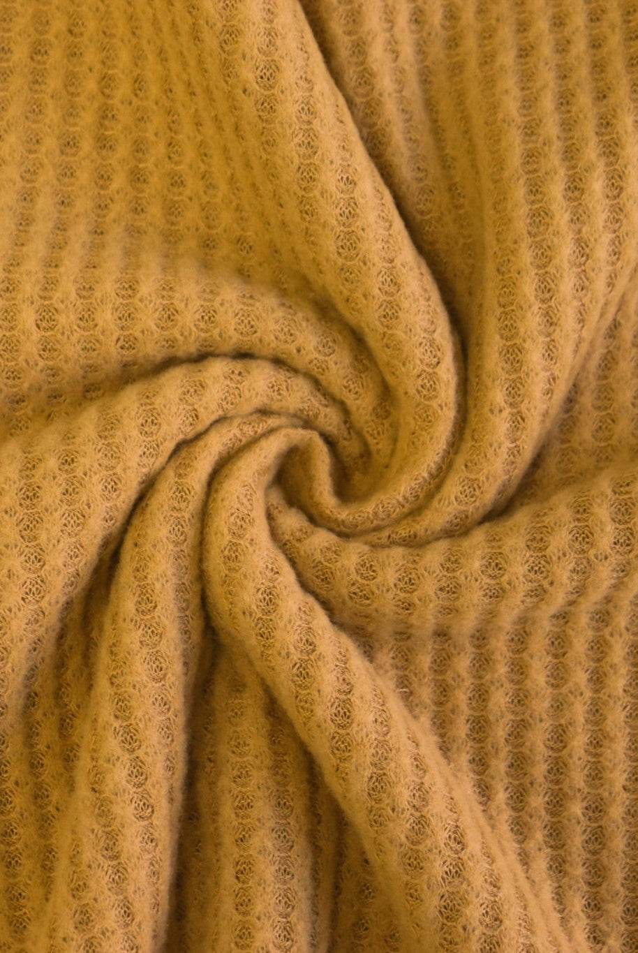 Last Cuts! Mustard Yellow Brushed Waffle Knit. BWAFF-116 - Boho Fabrics