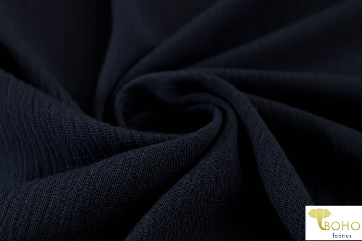 Last Cuts! Navy Blue Solid. Rayon Crepe Woven Fabric - Boho Fabrics
