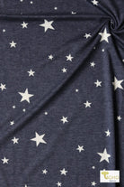 Last Cuts! Navy Stars, French Terry Print - Boho Fabrics