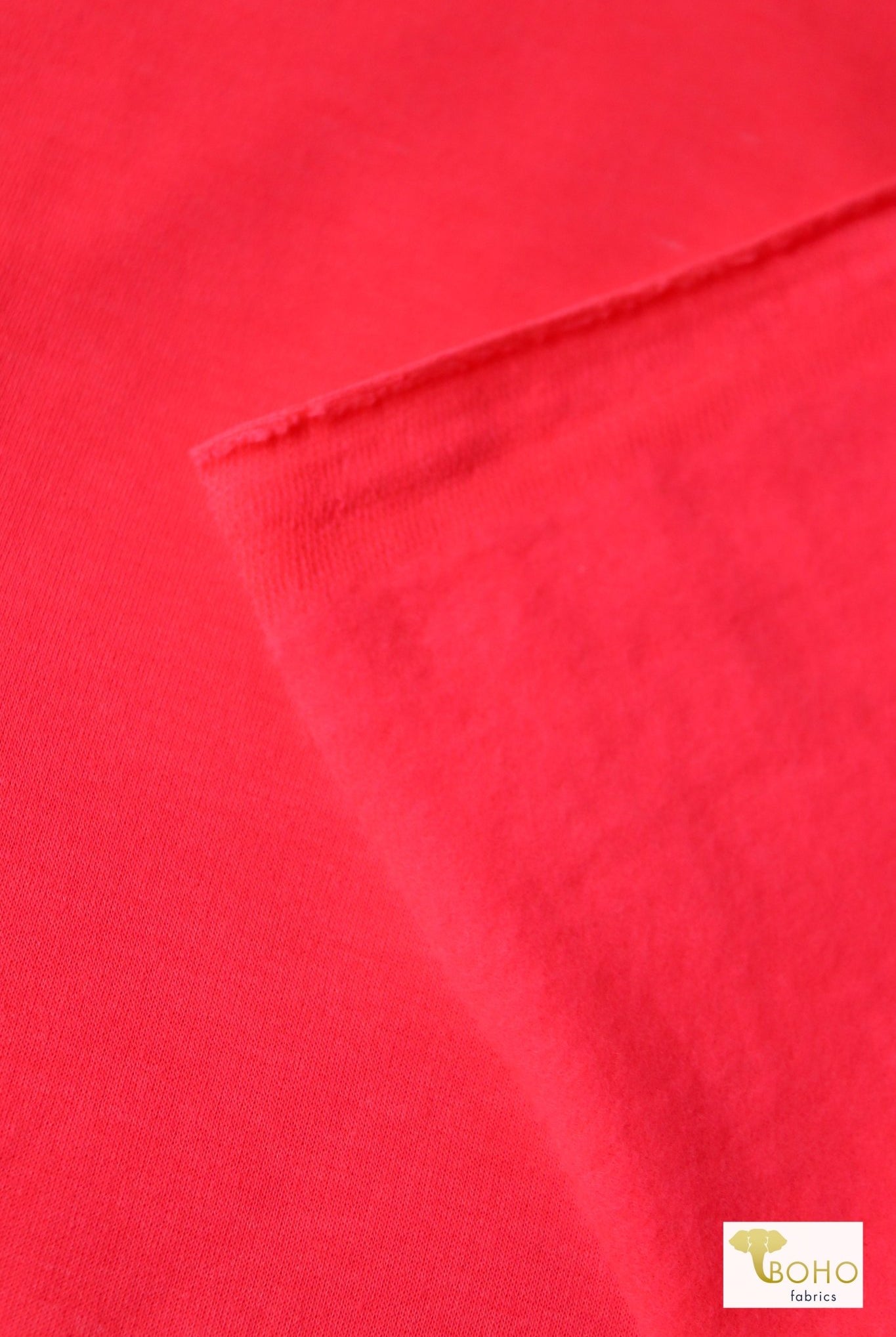 Last Cuts! Neon Coral, Brushed French Terry Knit Fabric - Boho Fabrics