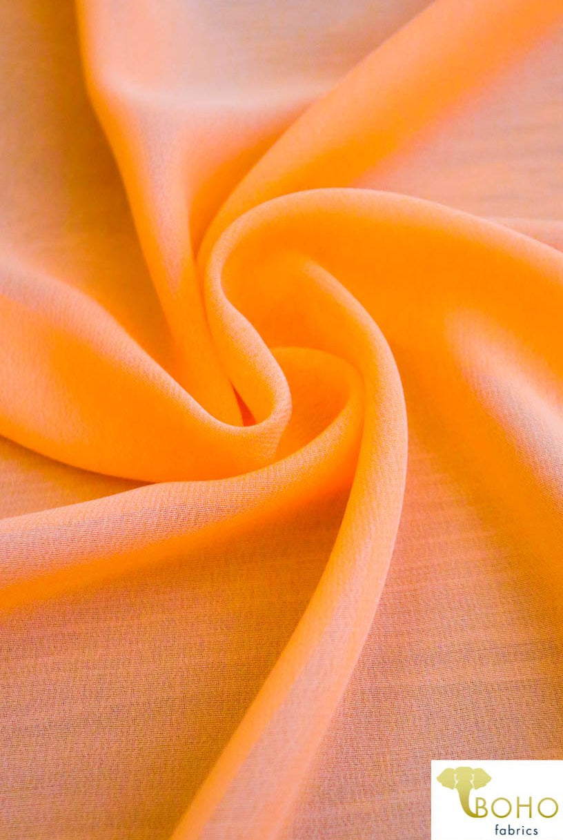 Last Cuts! Neon Orange. Georgette Chiffon Poly Woven. WV-169-ORG - Boho Fabrics