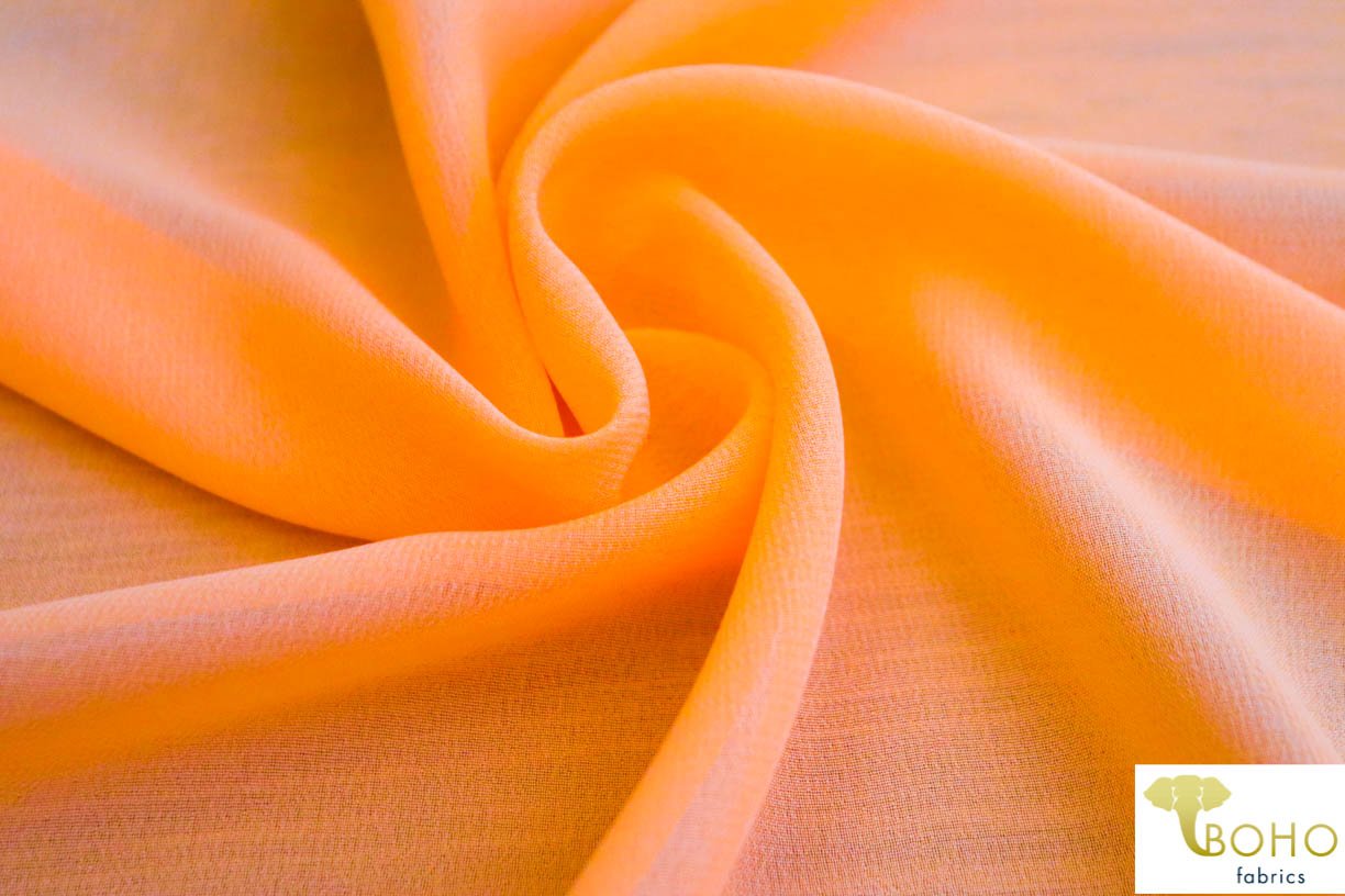 Last Cuts! Neon Orange. Georgette Chiffon Poly Woven. WV-169-ORG - Boho Fabrics