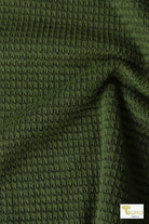 Last Cuts! Pesto Green, Cotton Waffle Knit - Boho Fabrics