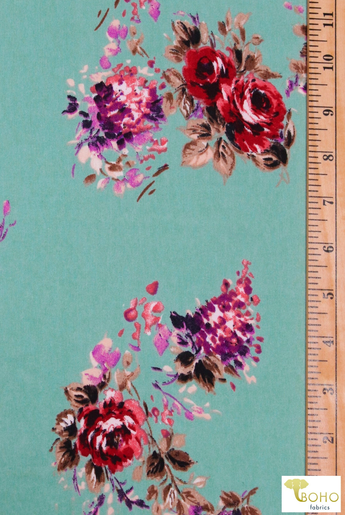 Last Cuts! Portia Florals on Mint, DBP. BPP-310 - Boho Fabrics