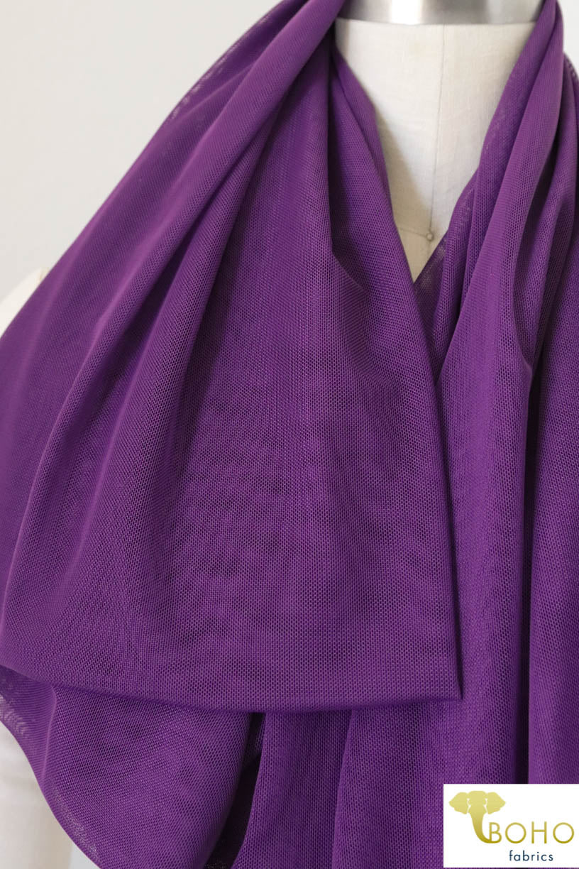 Last Cuts! Power Mesh In Purple. Designer End Bolt - Boho Fabrics