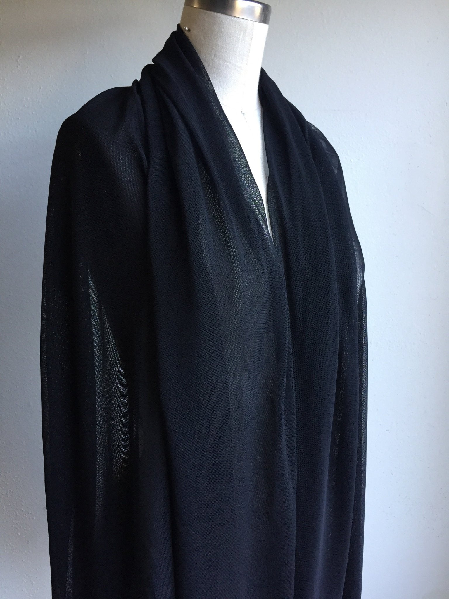 Last Cuts! Power Mesh In Solid Black. Designer End Bolt - Boho Fabrics