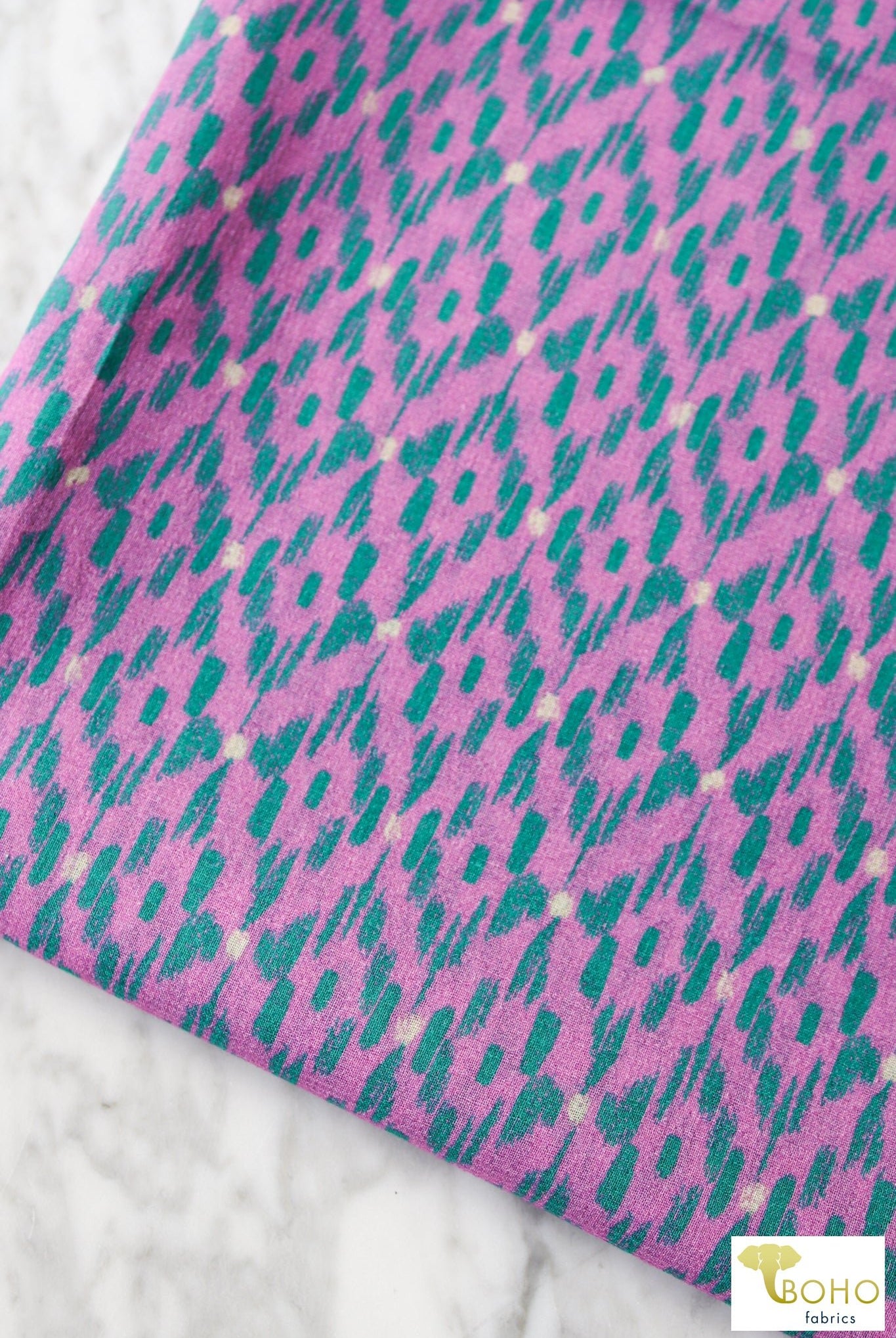 Last Cuts! Purple Turquoise Ikat. Cotton Woven Fabric. WVP-261 - Boho Fabrics