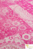 Last Cuts! Quilted Artisan Suns and Flowers in Pink and White. Georgette Chiffon Poly Woven. WV-163-PNK - Boho Fabrics