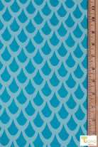 Last Cuts! Raindrops on Aqua, Cotton Jersey Knit. CLP-109 - Boho Fabrics