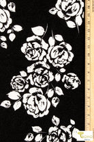 Last Cuts! Rose Silhouette on Black Scuba Knit. SCU-114-BLK - Boho Fabrics