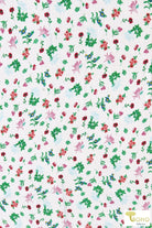 Last Cuts! Sage Botanicals on White, Rayon Crepe Woven. WVP-205-WHT - Boho Fabrics