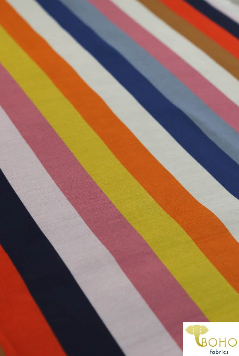 Last Cuts! "Salt Water Taffy" Stripes in Warm Colorway. Silk Chiffon Woven. WV-130-WARM - Boho Fabrics