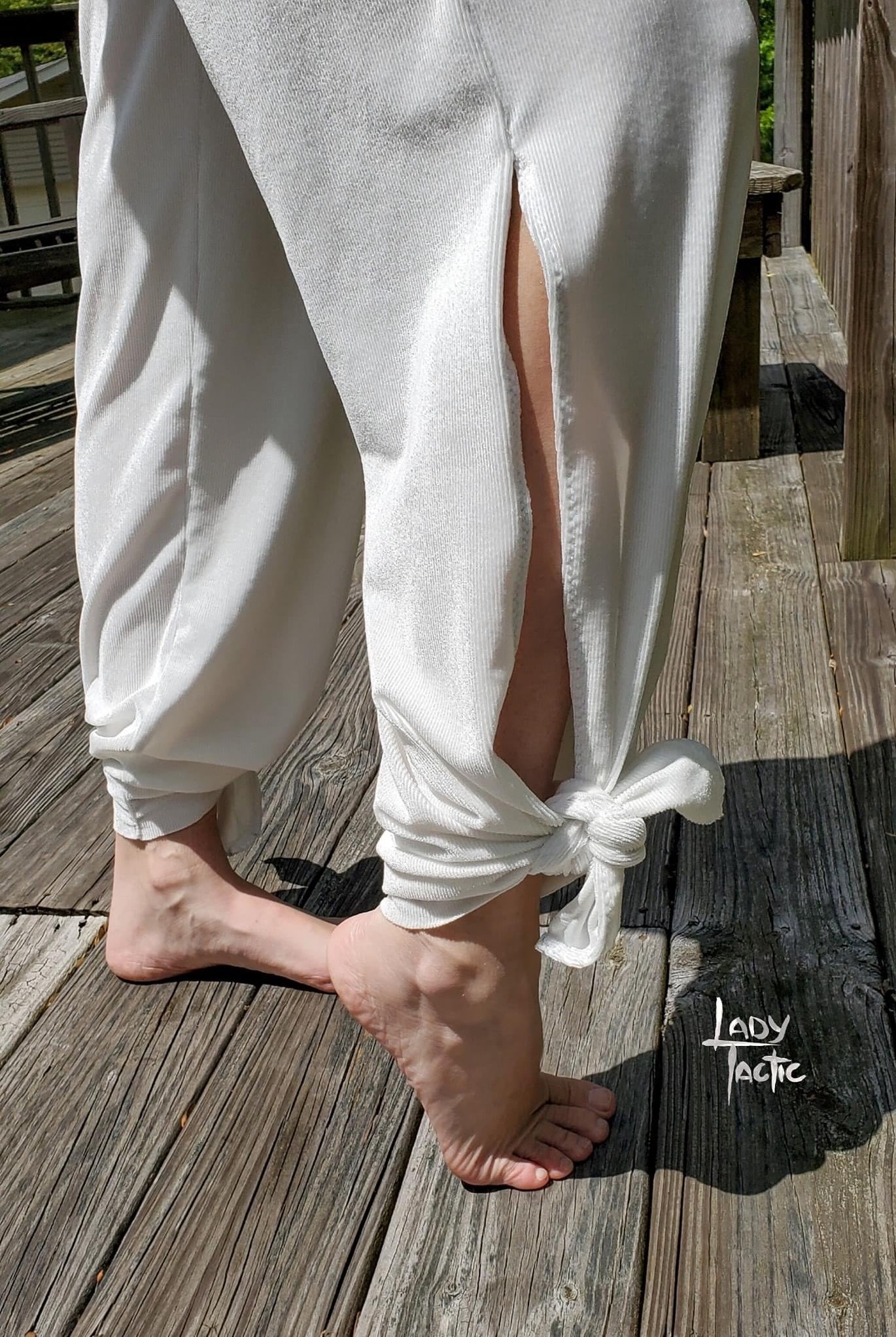 Last Cuts! Shiny White, Stretch Corduroy Knit. CRD-106. (RIB) - Boho Fabrics
