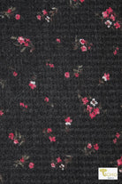Last Cuts! Simone Florals on Charcoal, Waffle Knit Fabric - Boho Fabrics