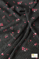 Last Cuts! Simone Florals on Charcoal, Waffle Knit Fabric - Boho Fabrics