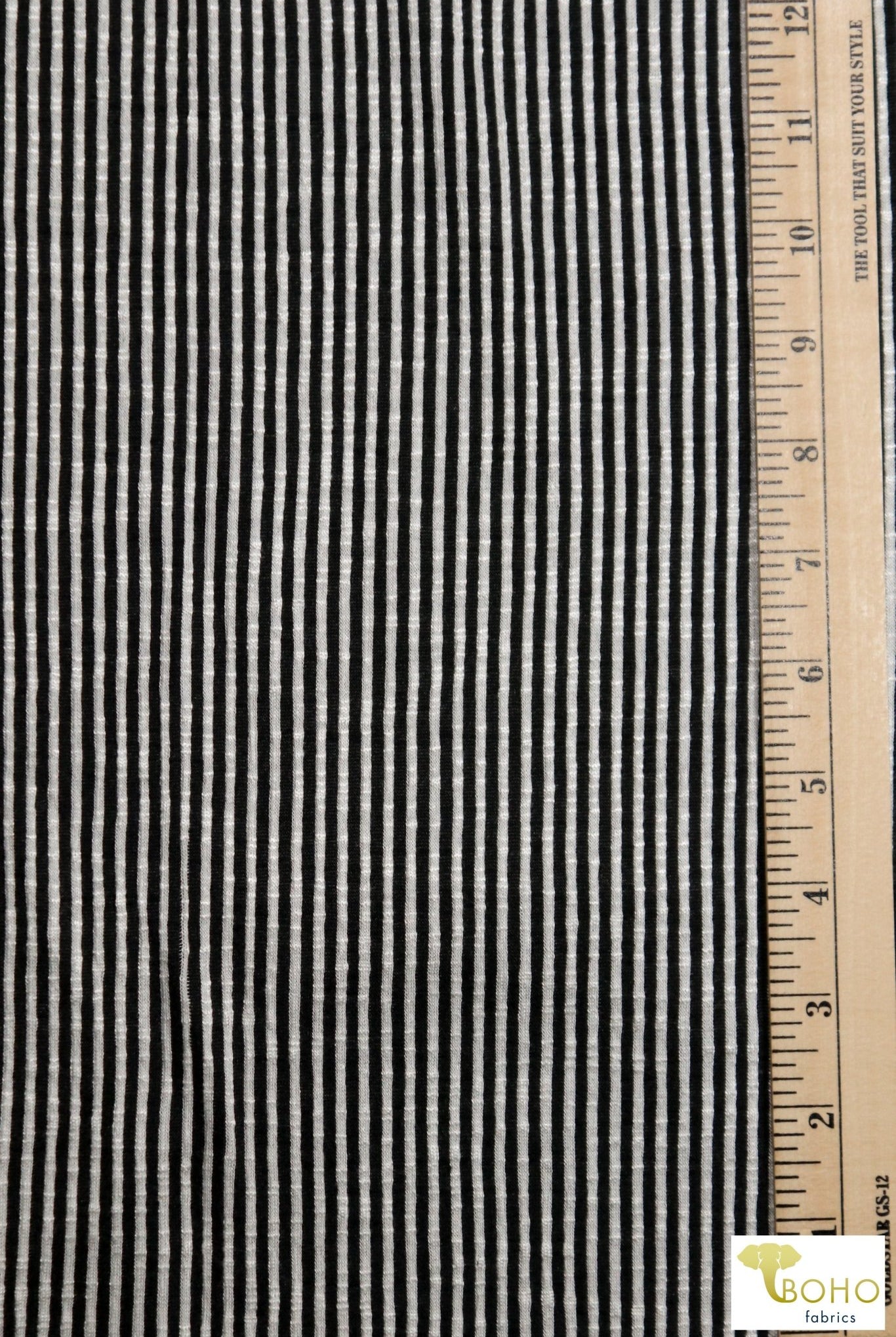 Last Cuts! Skeleton Stripes, Ribbed Knit. RIB-143 - Boho Fabrics