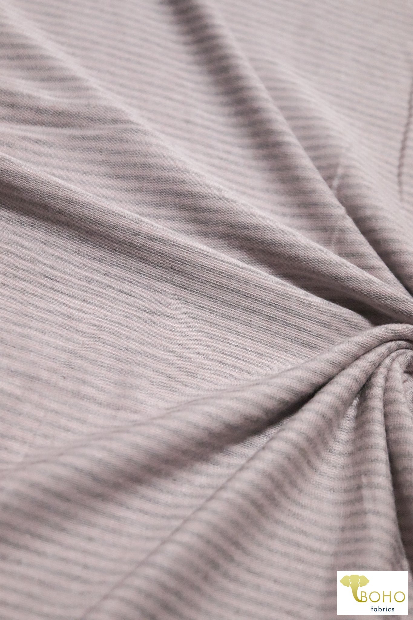 Last Cuts! Soft Pink/Gray Stripes Rayon Spandex Knit - Boho Fabrics
