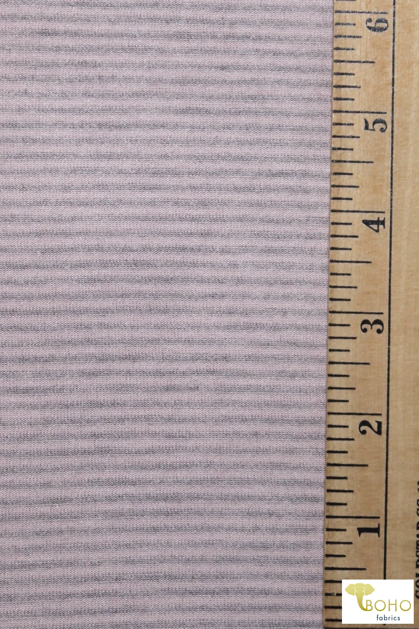 Last Cuts! Soft Pink/Gray Stripes Rayon Spandex Knit - Boho Fabrics