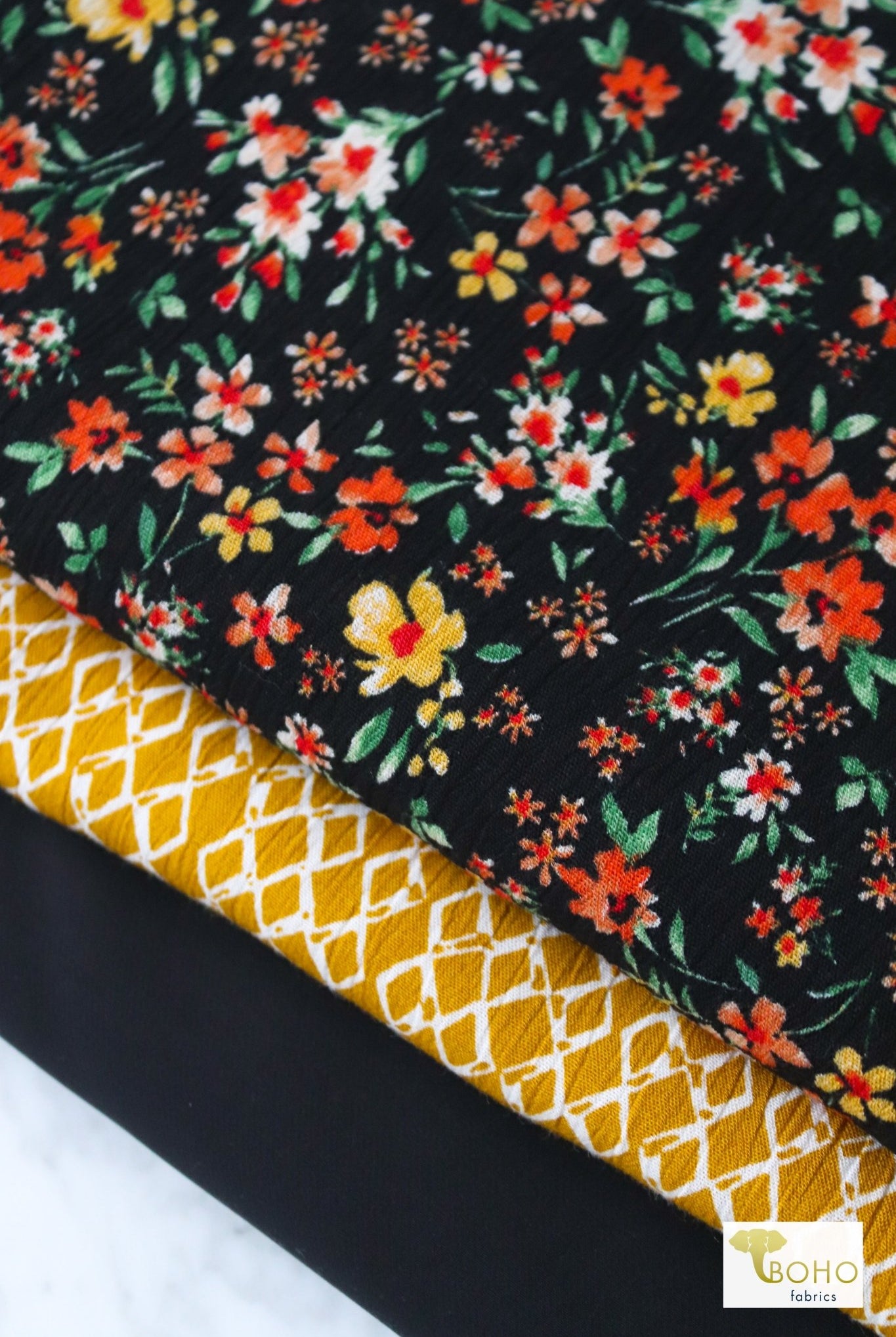LAST CUTS! Solstice Florals, Rayon Crepe, Woven Print Fabric - Boho Fabrics