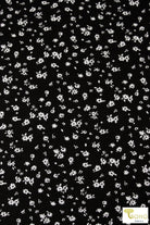 Last Cuts! Space Garden on Black. Cotton Spandex Print. CLP-107-BLK - Boho Fabrics