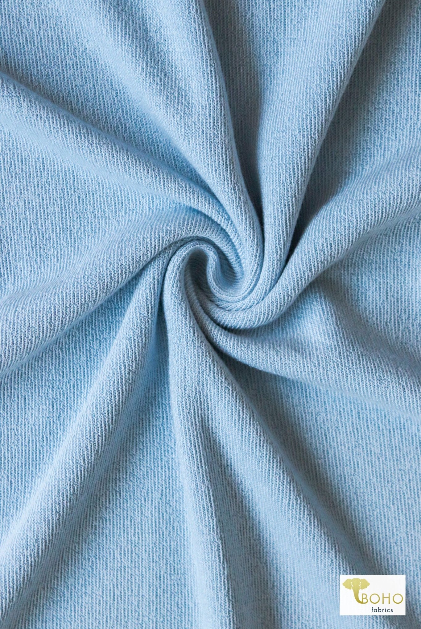 Last Cuts! Summer Song Blue Textured, Sweater Knit Fabric - Boho Fabrics