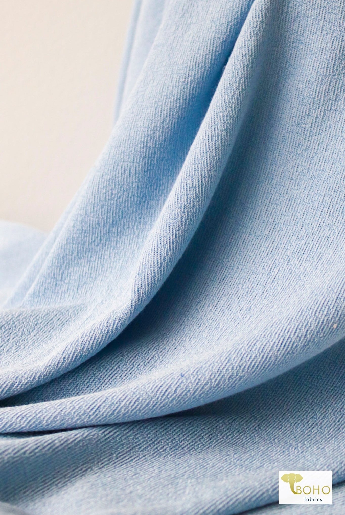 Last Cuts! Summer Song Blue Textured, Sweater Knit Fabric - Boho Fabrics