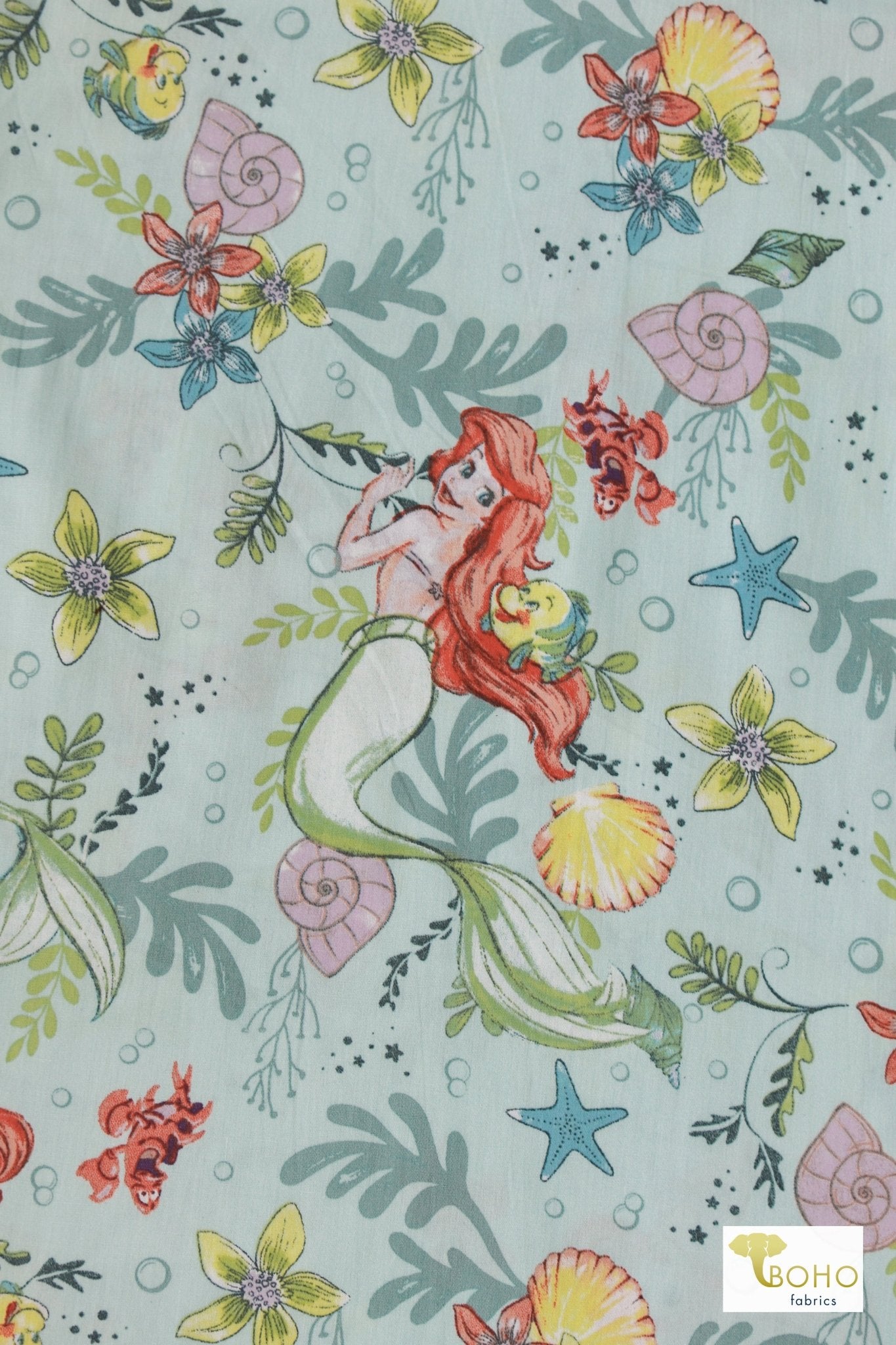 Last Cuts! Under the Sea, Cotton Poplin Woven Print Fabric - Boho Fabrics