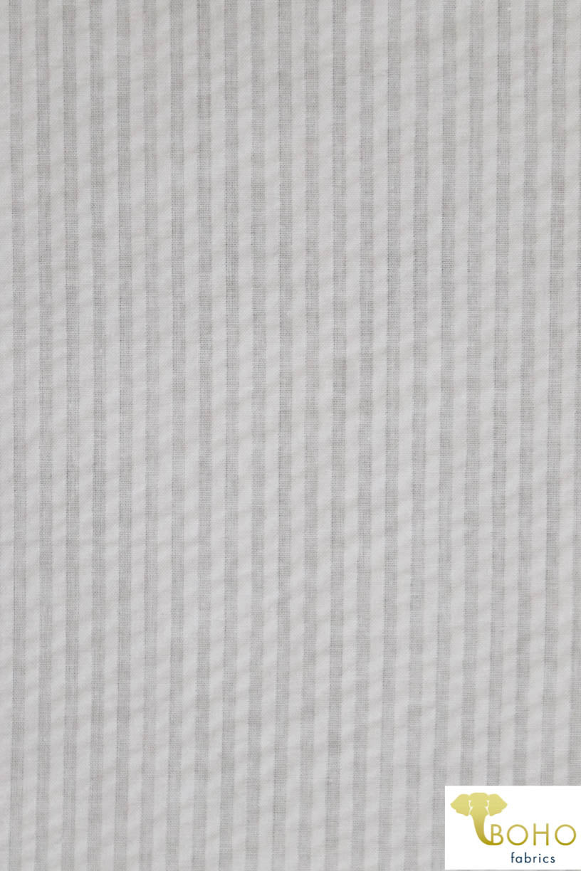 Last Cuts! White Seersucker Stripes. Cotton Woven. WV-167 - Boho Fabrics