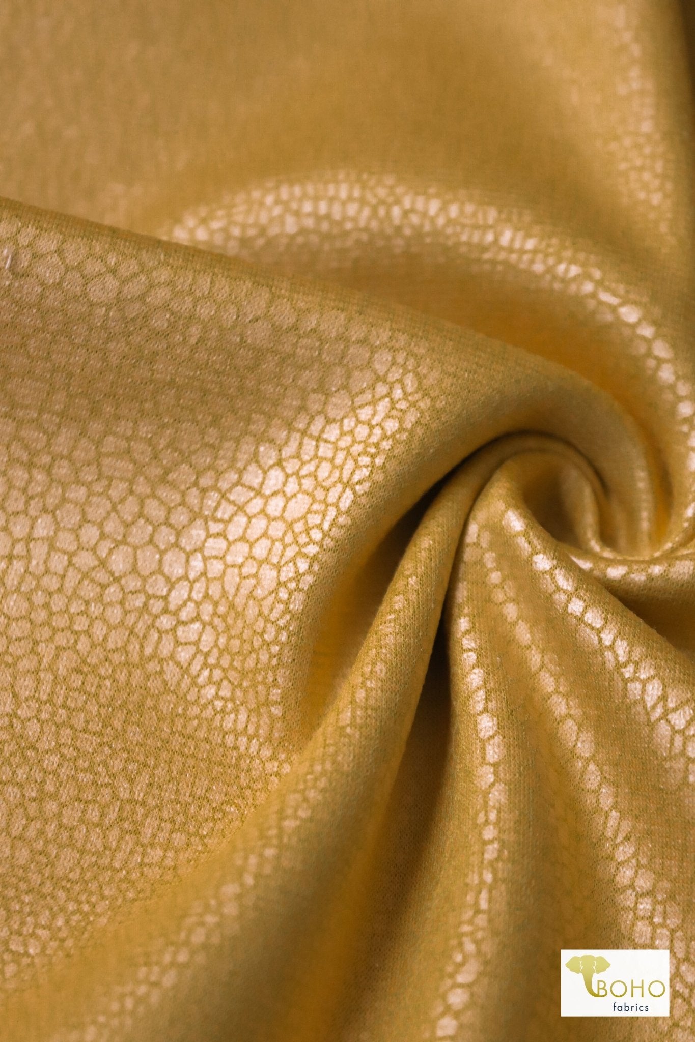Last Cuts! Yellow Dragonscale, Ponte Print, Double Knit - Boho Fabrics