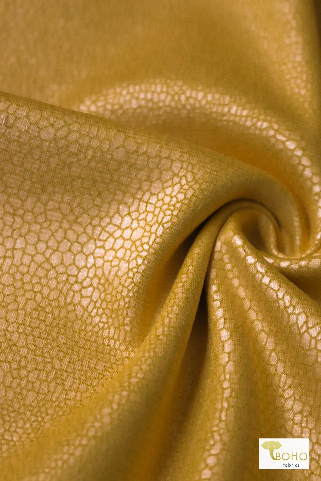 Last Cuts! Yellow Dragonscale, Ponte Print, Double Knit - Boho Fabrics