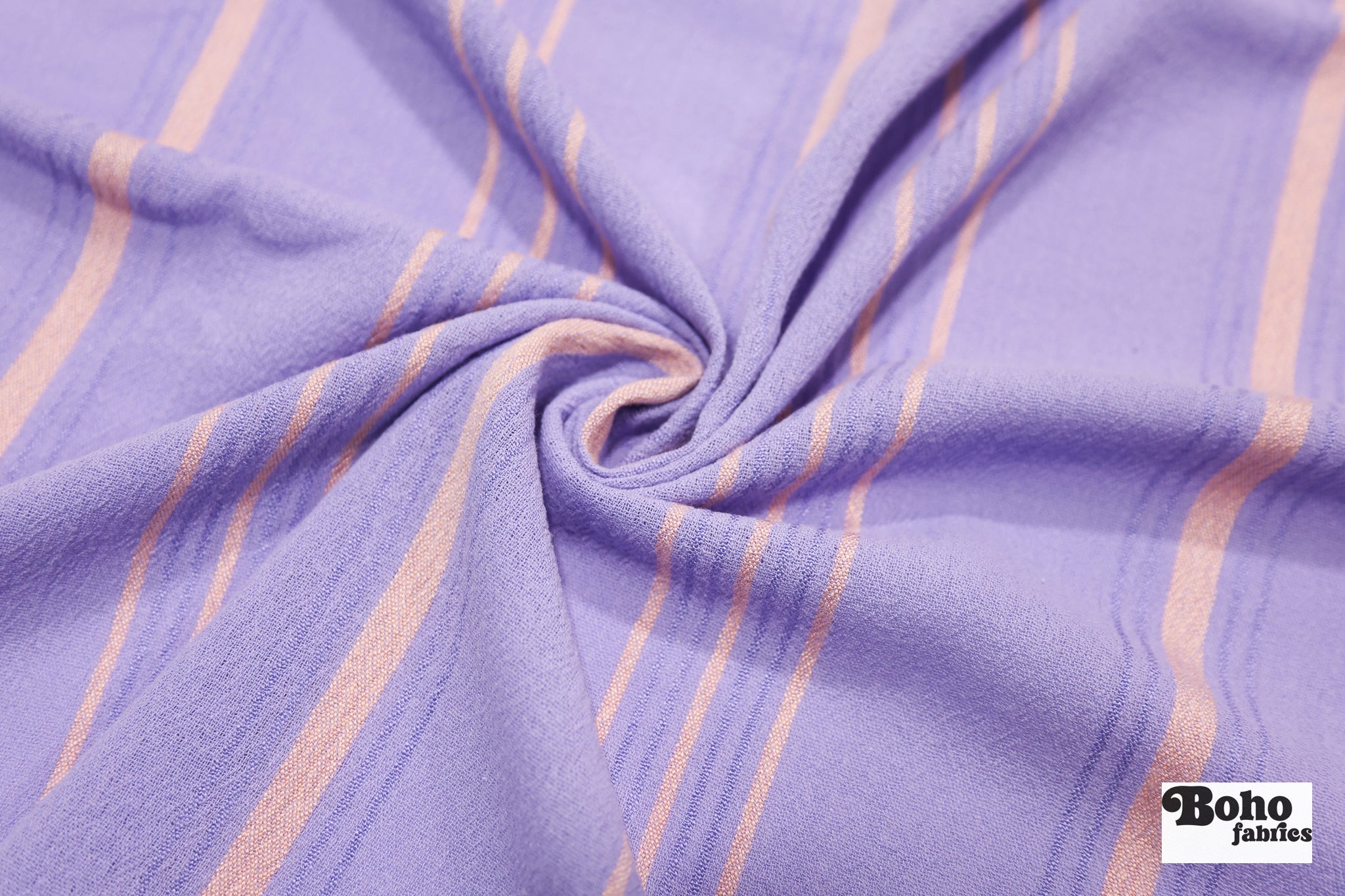 Lavender with Thin Peach Stripes Textured Woven Fabric - Boho Fabrics - Woven, Fabric
