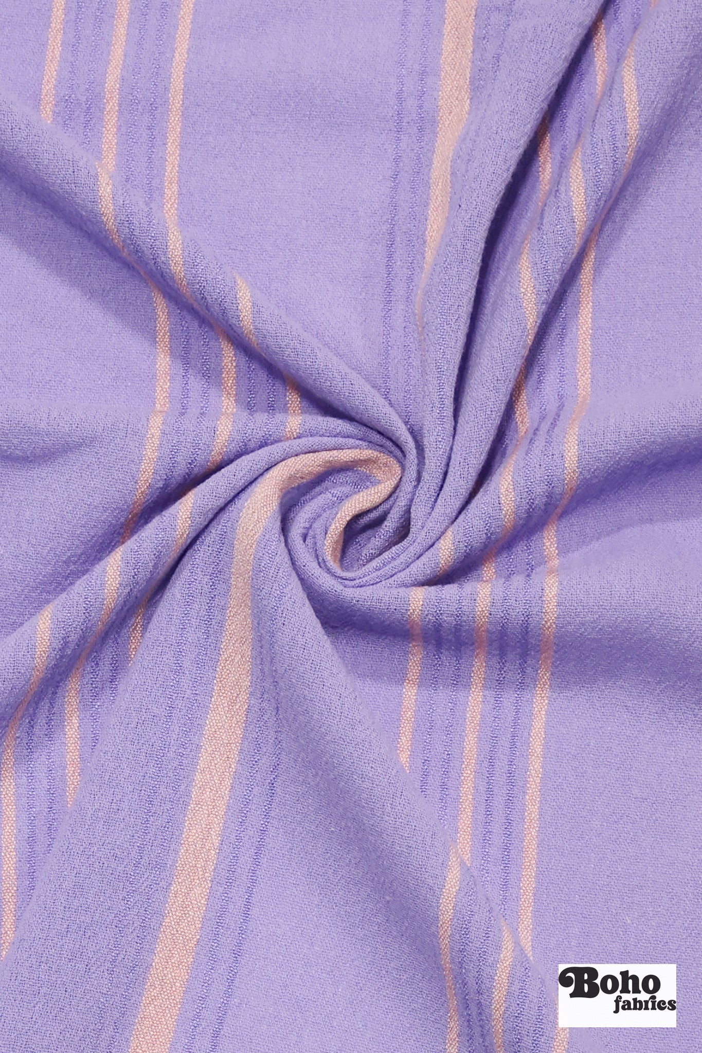 Lavender with Thin Peach Stripes Textured Woven Fabric - Boho Fabrics - Woven, Fabric