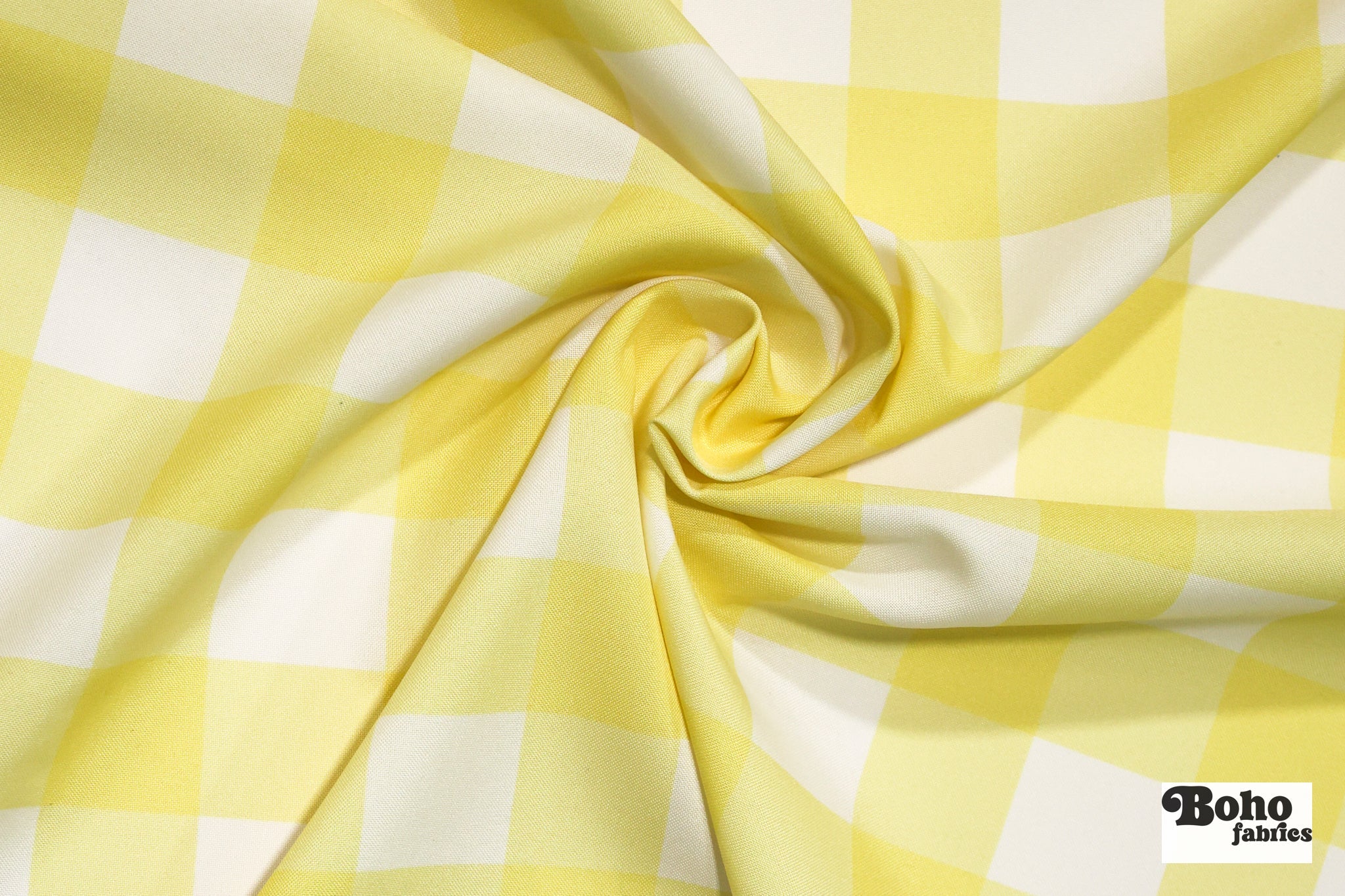 Lemon Buffalo Plaid Canvas Woven Fabric - Boho Fabrics - Canvas Fabric