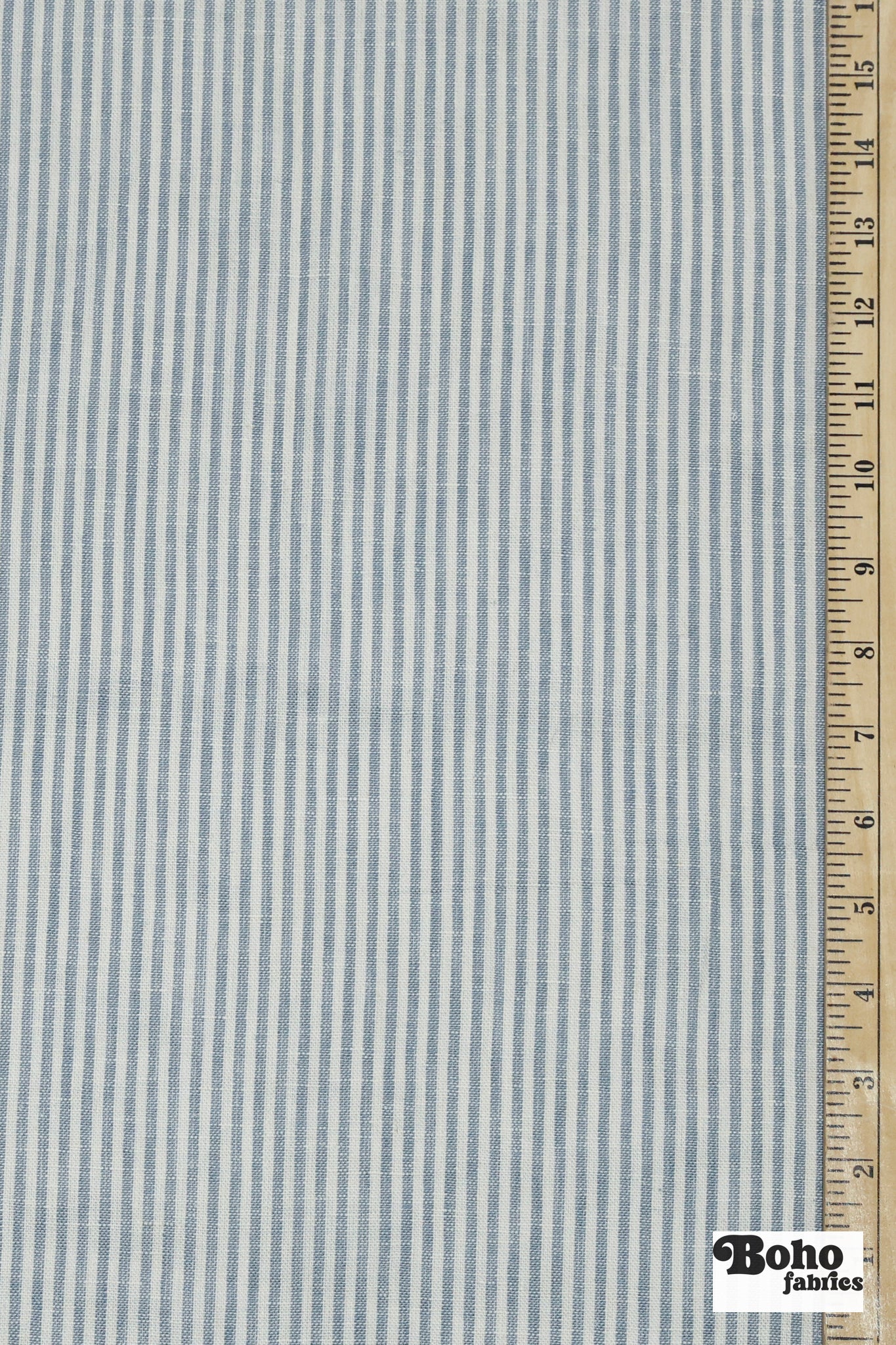Light Blue and White 1/8" Narrow Stripes Linen Woven Fabric - Boho Fabrics - Woven, Fabric