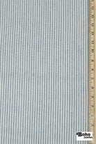 Light Blue and White 1/8" Narrow Stripes Linen Woven Fabric - Boho Fabrics - Woven, Fabric