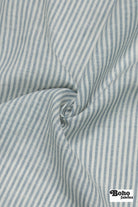 Light Blue and White 1/8" Narrow Stripes Linen Woven Fabric - Boho Fabrics - Woven, Fabric