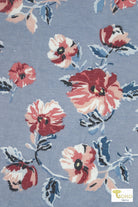 Light Blue Cosmos, French Terry Print Knit Fabric - Boho Fabrics