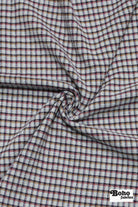 Light Blue, Red & Gold Plaid Cotton Woven Shirting Fabric - Boho Fabrics - Shirting, Woven