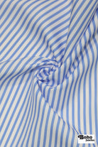 Light Blue & White, 1/4" Narrow Striped Canvas Woven Fabric - Boho Fabrics - Canvas Fabric