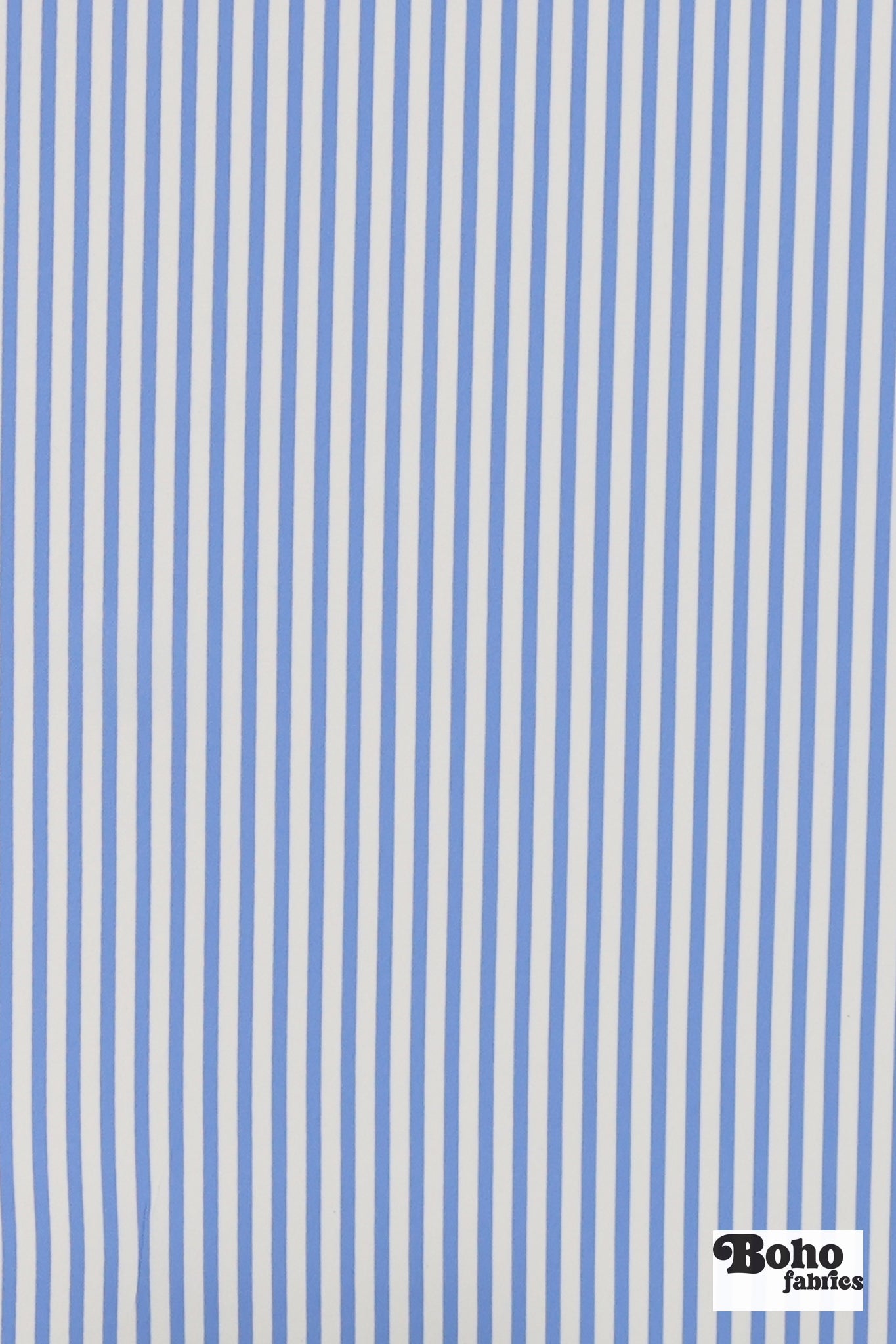 Light Blue & White, 1/4" Narrow Striped Canvas Woven Fabric - Boho Fabrics - Canvas Fabric