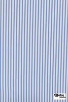 Light Blue & White, 1/4" Narrow Striped Canvas Woven Fabric - Boho Fabrics - Canvas Fabric