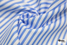 Light Blue & White, 1/4" Narrow Striped Canvas Woven Fabric - Boho Fabrics - Canvas Fabric