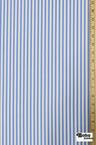 Light Blue & White, 1/4" Narrow Striped Canvas Woven Fabric - Boho Fabrics - Canvas Fabric