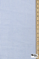 Light Blue & White Narrow Stripe Cotton Woven Fabric - Boho Fabrics - Shirting, Woven
