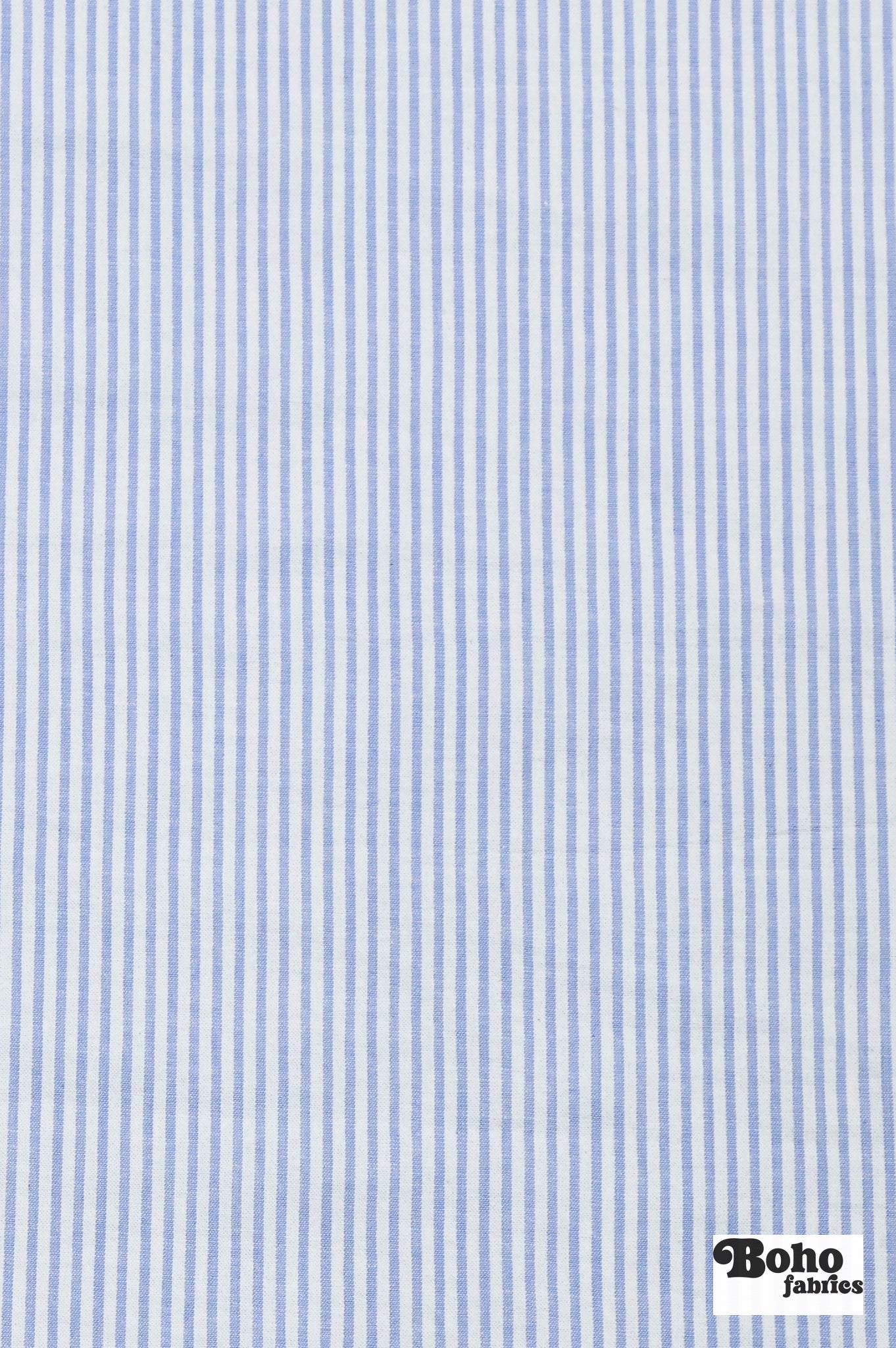 Light Blue & White Narrow Stripe Cotton Woven Fabric - Boho Fabrics - Shirting, Woven