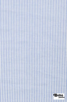 Light Blue & White Narrow Stripe Cotton Woven Fabric - Boho Fabrics - Shirting, Woven