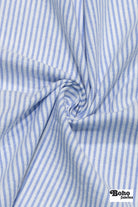 Light Blue & White Narrow Stripe Cotton Woven Fabric - Boho Fabrics - Shirting, Woven